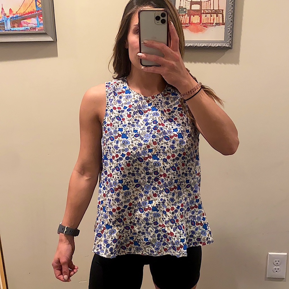 Mango Casual Sleeveless Ruffle Hem Floral Top